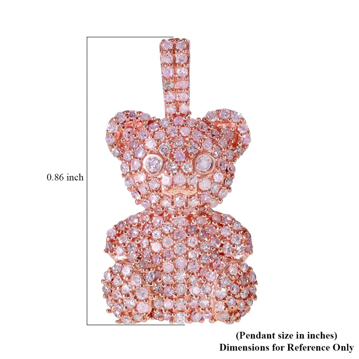 Natural Pink Diamond I3 Teddy Bear Pendant in Vermeil Rose Gold Over Sterling Silver 0.50 ctw image number 5