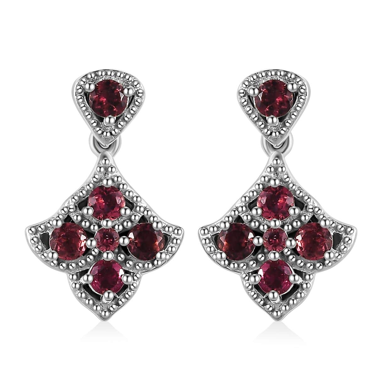Ouro Fino Rubellite Dangle Earrings in Platinum Over Sterling Silver 0.85 ctw image number 0