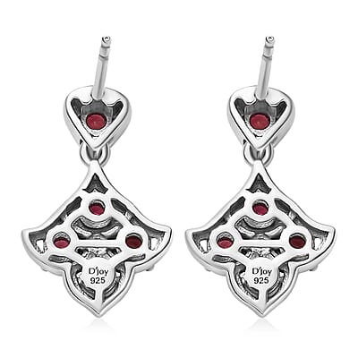 Ouro Fino Rubellite Dangle Earrings in Platinum Over Sterling Silver 0.85 ctw