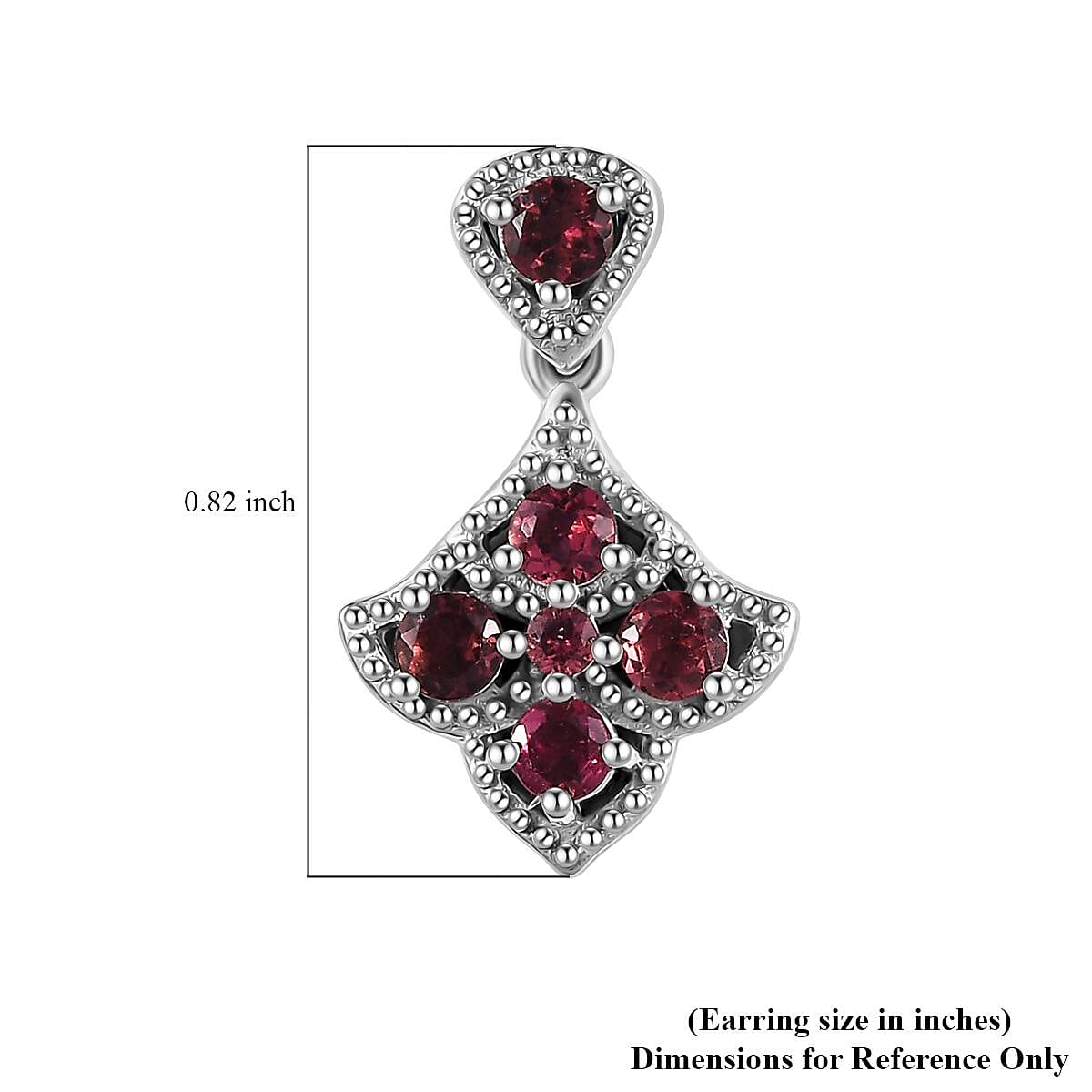 Ouro Fino Rubellite Dangle Earrings in Platinum Over Sterling Silver 0.85 ctw