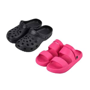 Women’s Set of 2 EVA Pink Sandal and Black Clog – Size 7