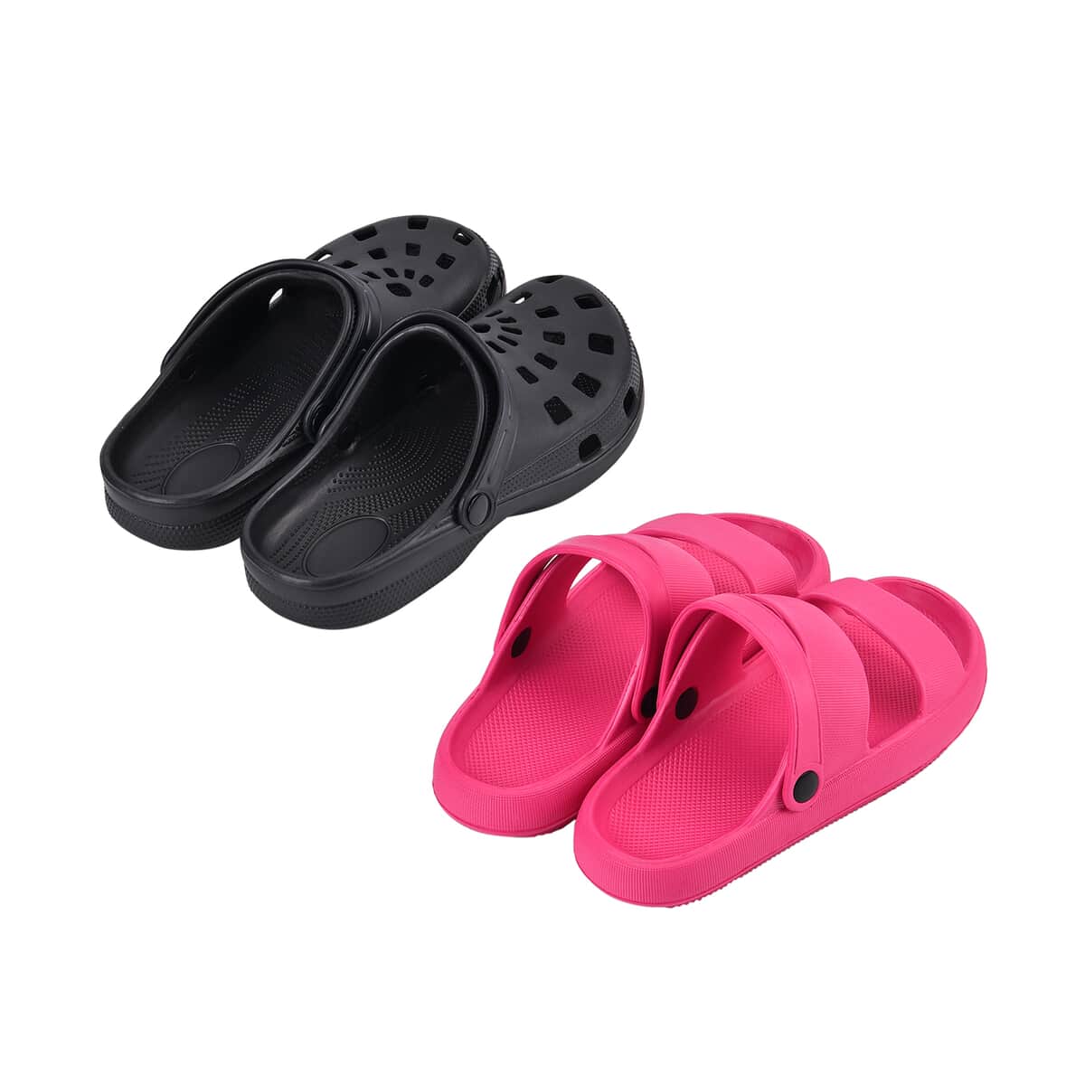 Set of 2 Softness and Flexibility EVA Pink Sandal & Black Clog (Size 38-39, 7) image number 1