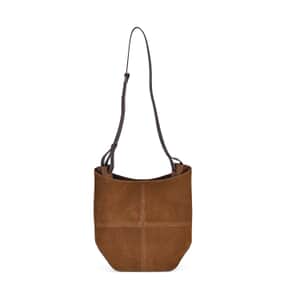 Dark Coffee Genuine Leather Hobo Shoulder Bag with Shoulder Strap