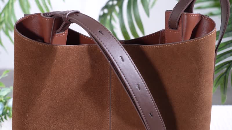 Dark Coffee Genuine Leather Hobo Shoulder Bag (8.3"x3.5"x12") with Shoulder Strap