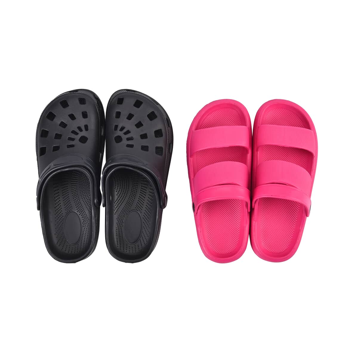 Women’s Set of 2 EVA Pink Sandal and Black Clog – Size 8 image number 2