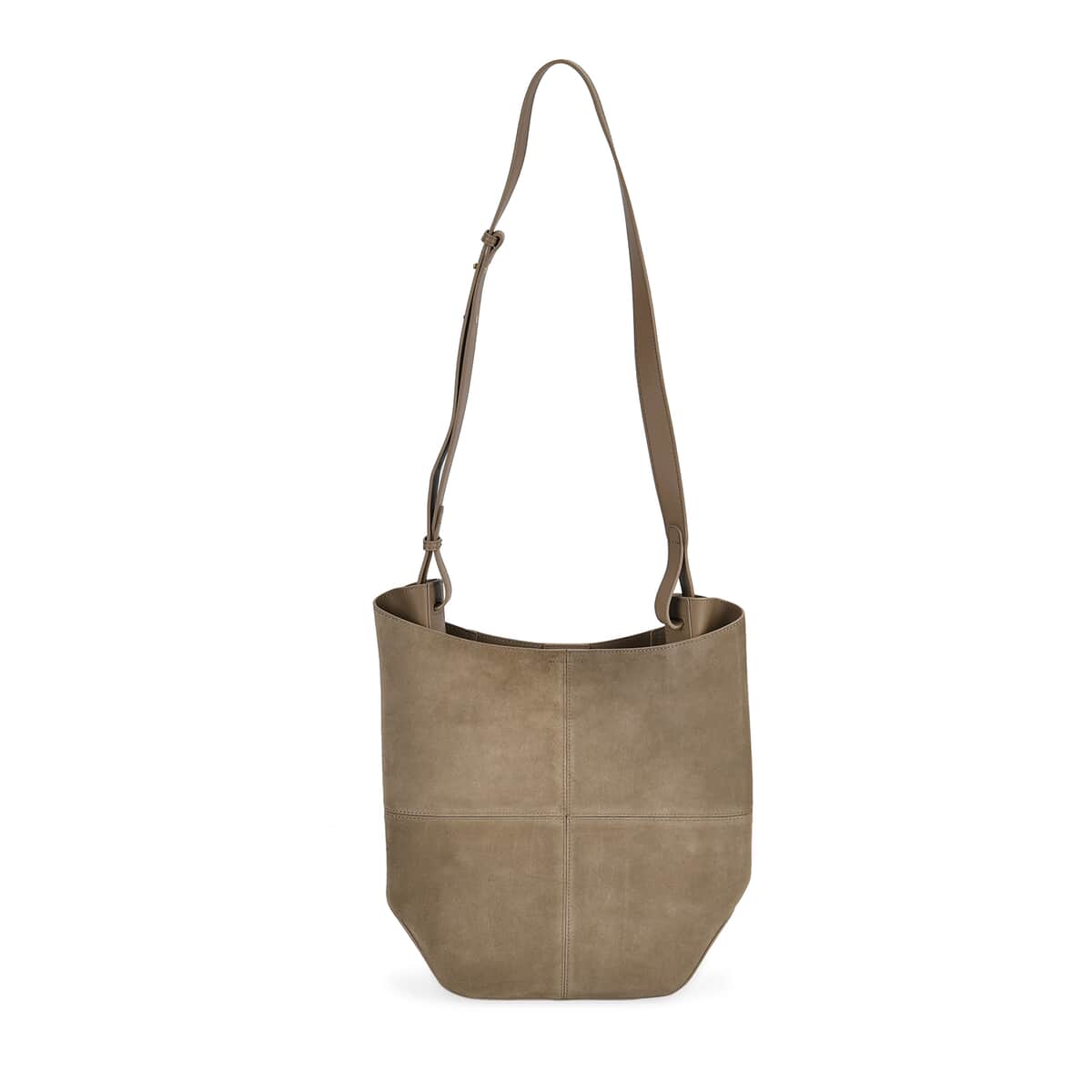 Italy Retro Noble Collection Khaki Genuine Leather Hobo Shoulder Bag with Shoulder Strap image number 0