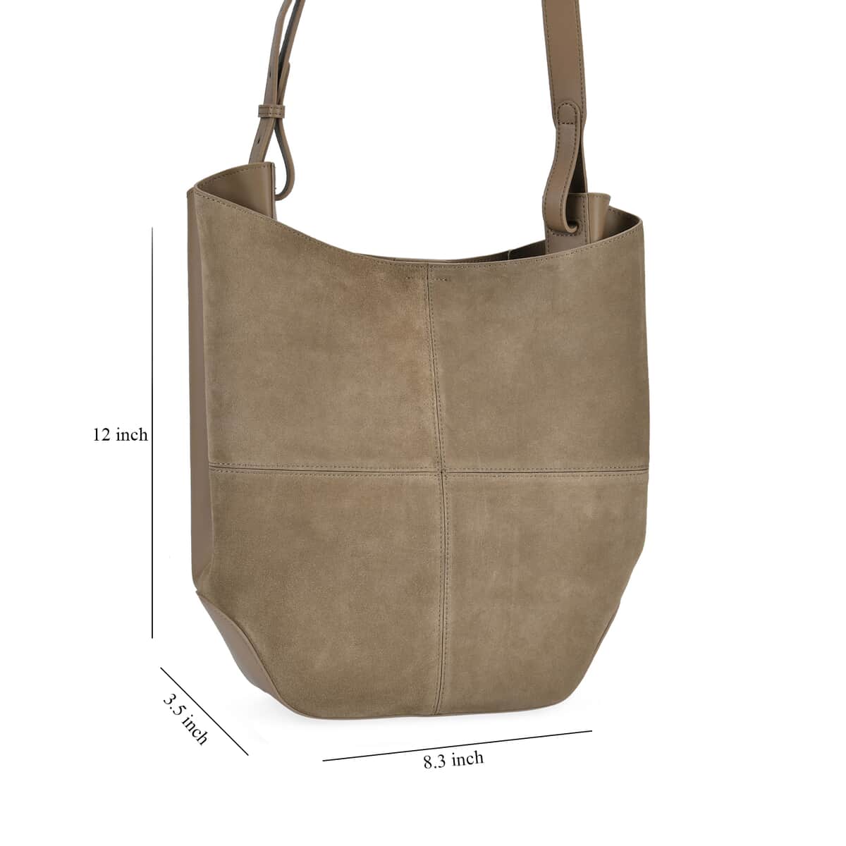 Italy Retro Noble Collection Khaki Genuine Leather Hobo Shoulder Bag with Shoulder Strap image number 6