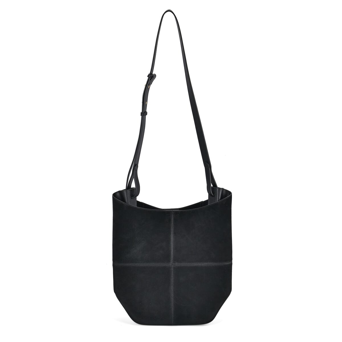 Italy Retro Noble Collection Black Genuine Leather Hobo Shoulder Bag with Shoulder Strap image number 0