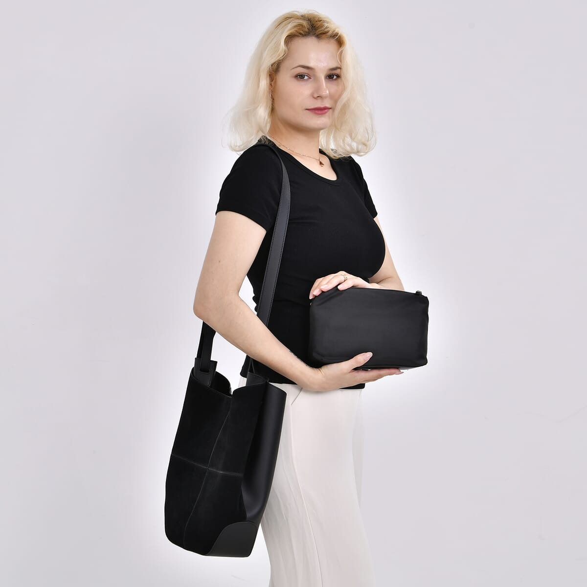 Italy Retro Noble Collection Black Genuine Leather Hobo Shoulder Bag with Shoulder Strap image number 1