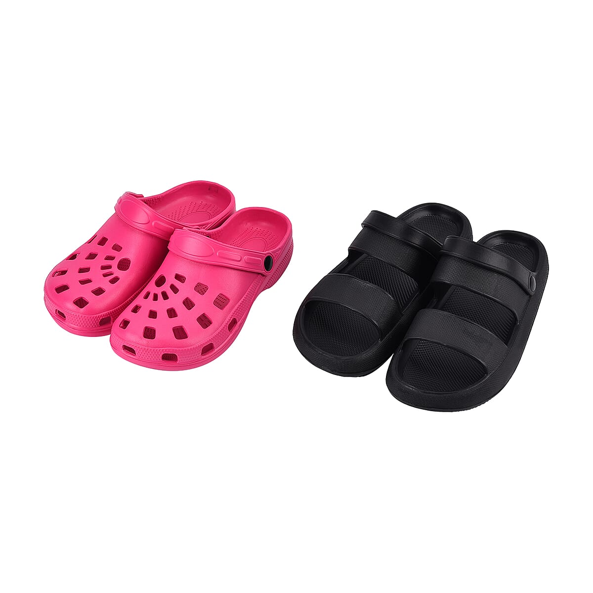Women’s Set of 2 EVA Black Sandal and Pink Clog – Size 7 image number 0