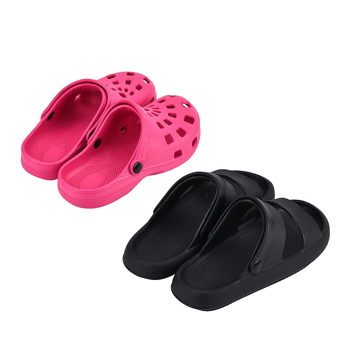 Women’s Set of 2 EVA Black Sandal and Pink Clog – Size 7 image number 1