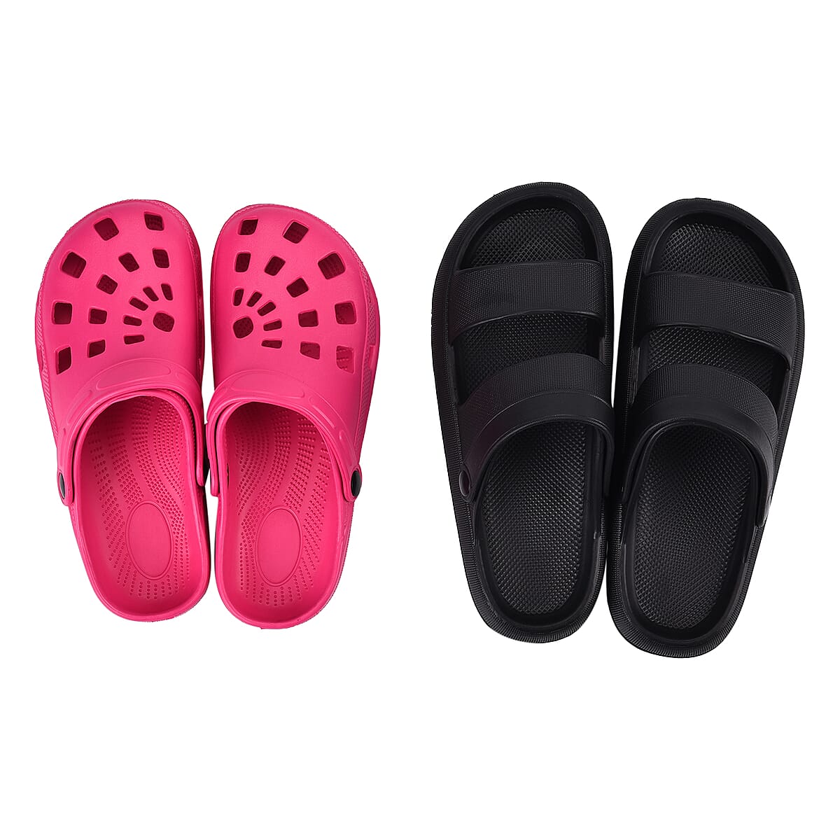 Women’s Set of 2 EVA Black Sandal and Pink Clog – Size 7 image number 2
