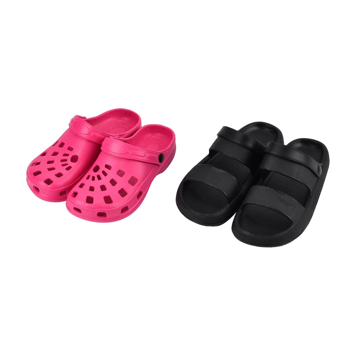 Women's Set of 2 EVA Black Sandal and Pink Clog – Size 10 image number 0