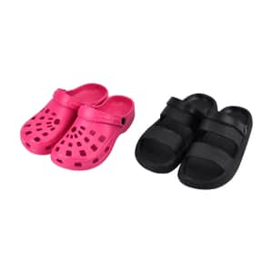 Women's Set of 2 EVA Black Sandal and Pink Clog – Size 10