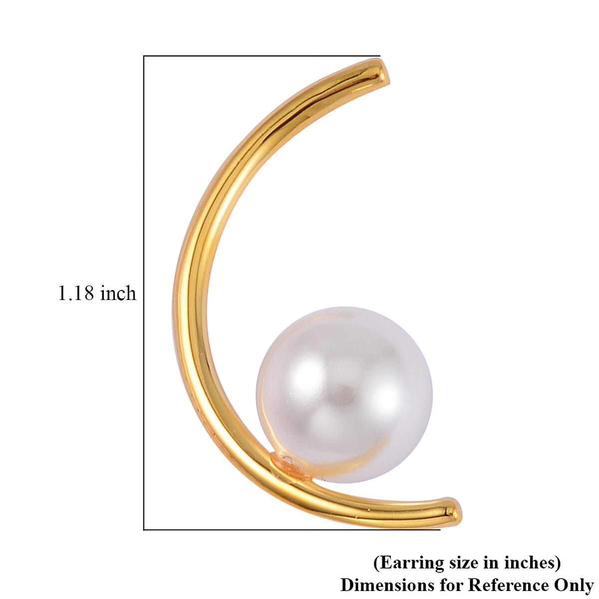 White Shell Pearl Crescent Moon Earrings in 14K Yellow Gold Over Sterling Silver image number 5