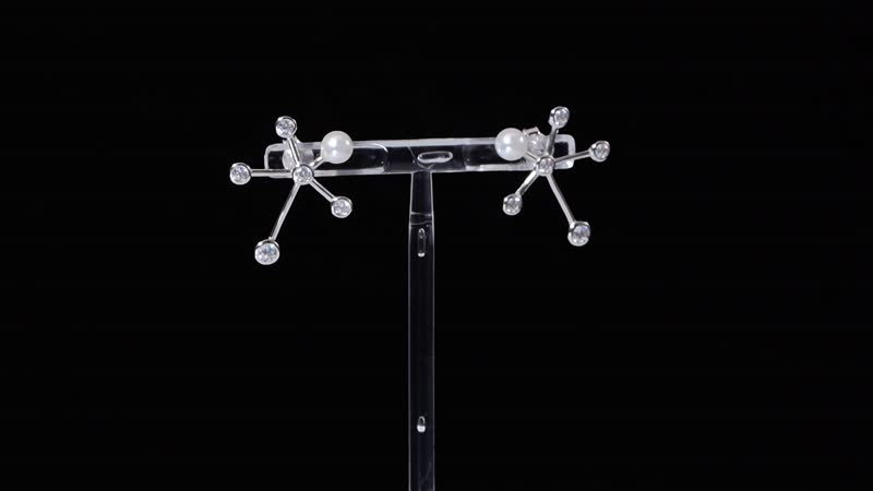 White Shell Pearl and Simulated Diamond Earrings in Rhodium Over Sterling Silver 1.35 ctw