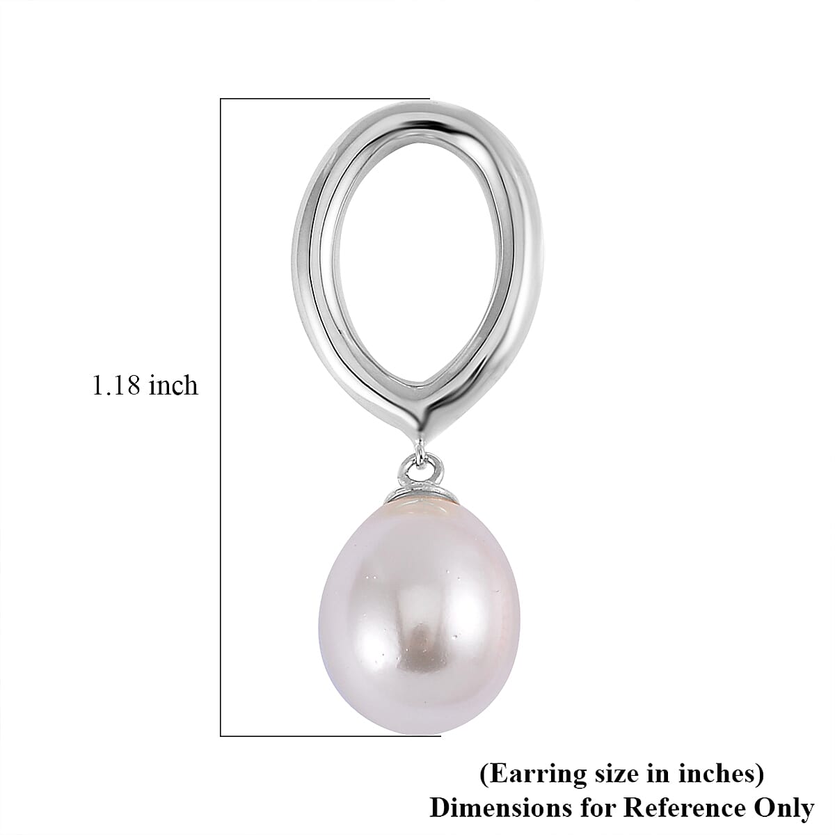 White Shell Pearl Drop Earrings in Rhodium Over Sterling Silver