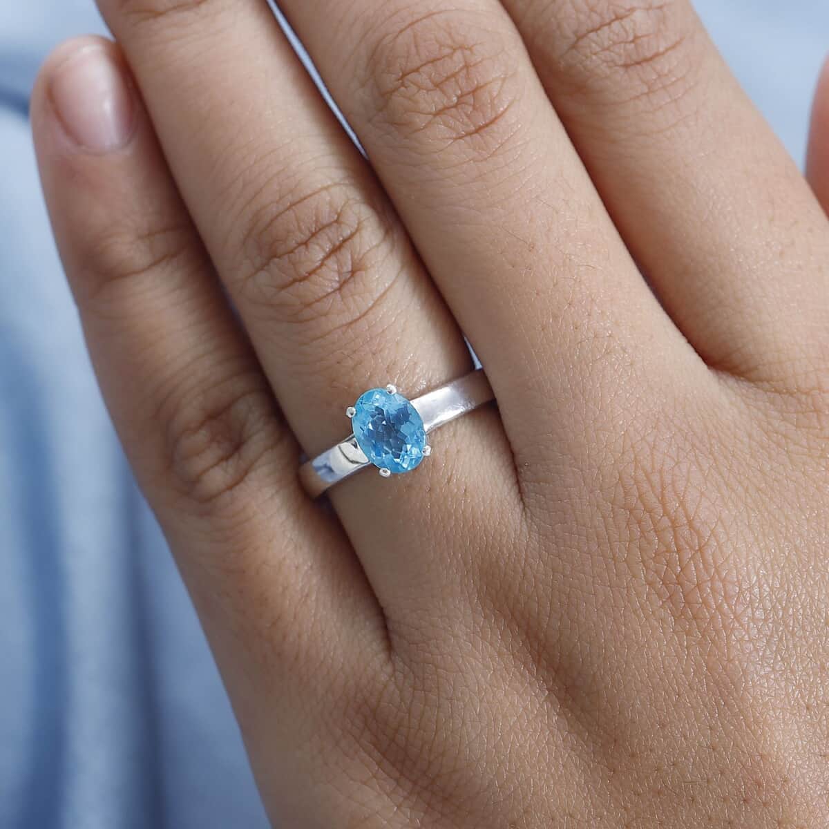 Premium Betroka Blue Apatite Solitaire Ring in Platinum Over Sterling Silver (Size 8.0) 1.40 ctw image number 2