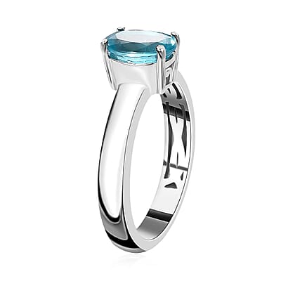 Premium Madagascar Paraiba Apatite Solitaire Ring in Platinum Over Sterling Silver (Size 10.0) 1.40 ctw