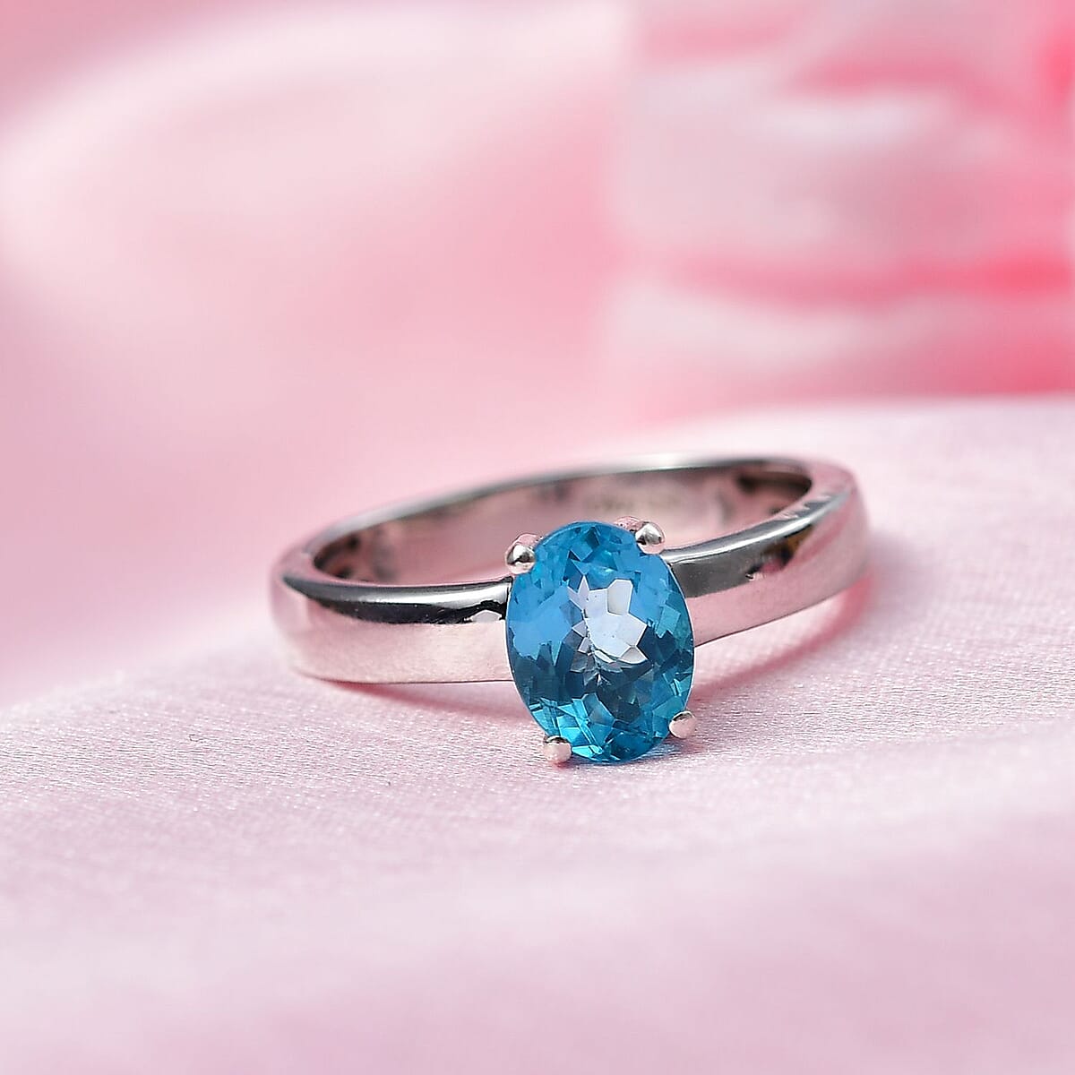 Premium Madagascar Paraiba Apatite Solitaire Ring in Platinum Over Sterling Silver (Size 7.0) 1.40 ctw image number 1