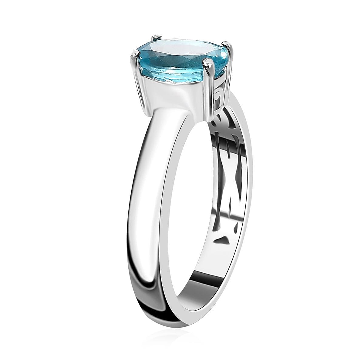 Premium Madagascar Paraiba Apatite Solitaire Ring in Platinum Over Sterling Silver (Size 7.0) 1.40 ctw image number 3