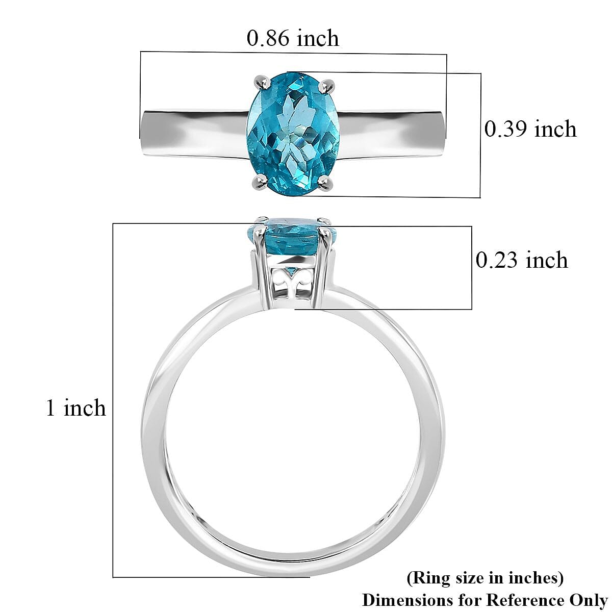 Premium Madagascar Paraiba Apatite Solitaire Ring in Platinum Over Sterling Silver (Size 7.0) 1.40 ctw image number 5