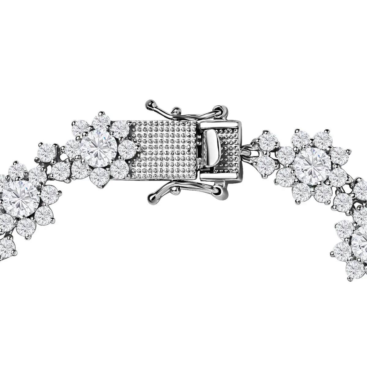 Moissanite Floral Bracelet in Platinum Over Sterling Silver (6.50 In) 10.60 ctw image number 4