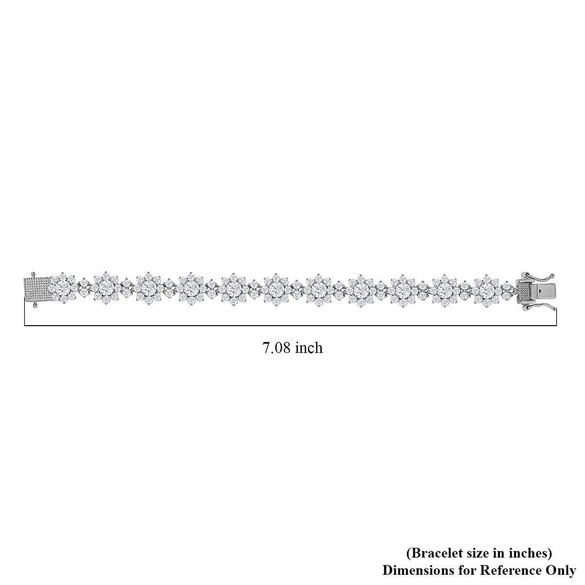 D'Joy White Moissanite 12.30 ctw Bracelet in Rhodium Over Sterling Silver (7.25 In)