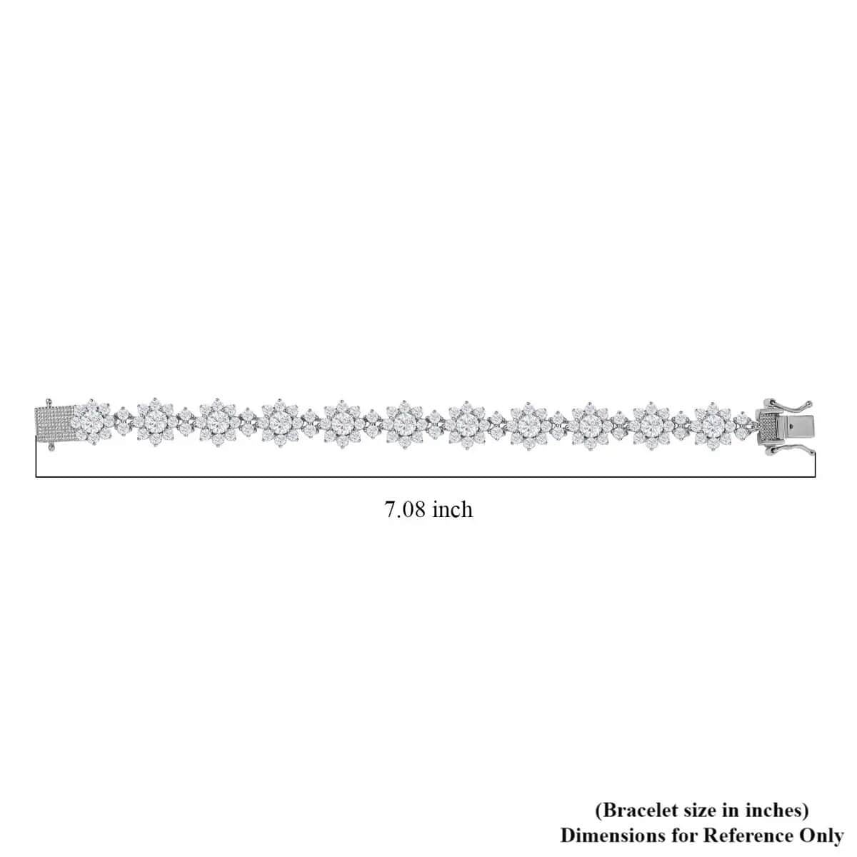 Moissanite Floral Bracelet in Platinum Over Sterling Silver (6.50 In) 10.60 ctw image number 6