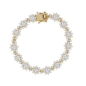 Doorbuster D'Joy Moissanite Floral Bracelet in 18K Vermeil Yellow Gold Over Sterling Silver, Moissanite Jewelry, Birthday Anniversary Gift For Her (6.50 In) 10.60 ctw