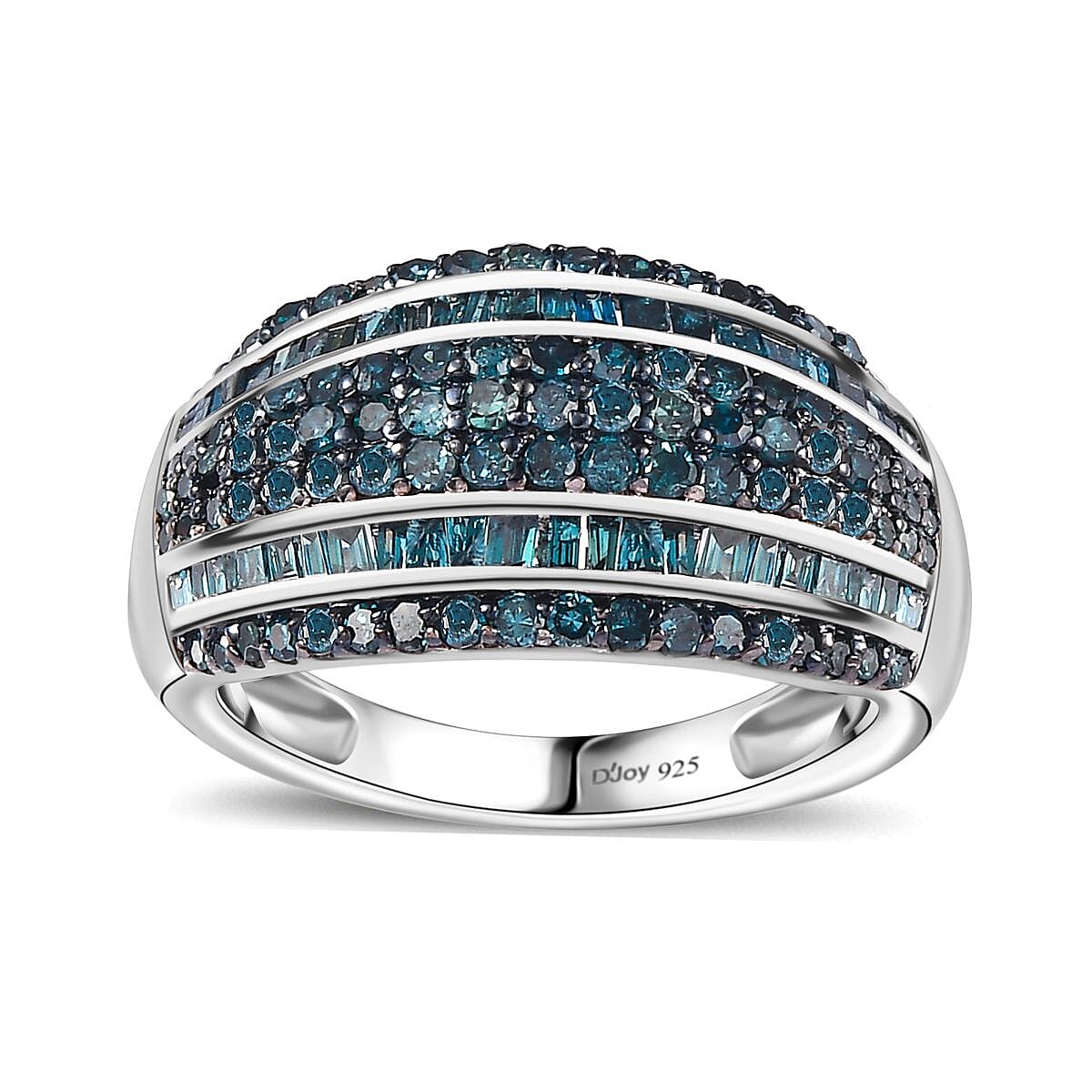 Diamond Multi Row Band Ring in Platinum Over Sterling Silver (Size 10.0) 1.00 ctw