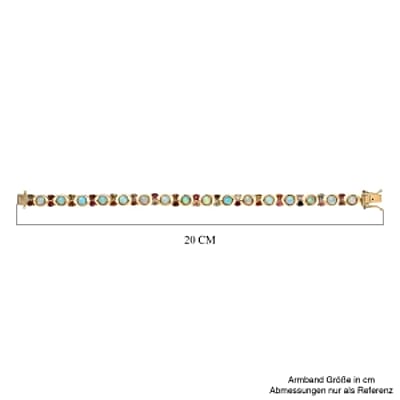 Ethiopian Welo Opal and Multi-Tourmaline 8.96 ctw Fancy Bracelet in Vermeil Yellow Gold Over Sterling Silver (7.5 In) (14.66 g)