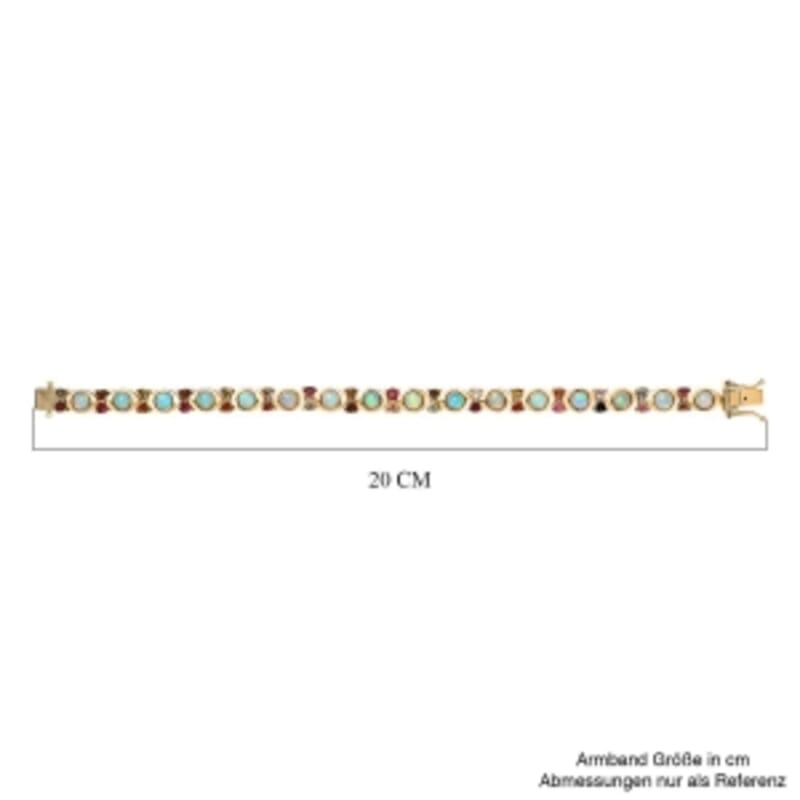 Ethiopian Welo Opal and Multi-Tourmaline 8.96 ctw Fancy Bracelet in Vermeil Yellow Gold Over Sterling Silver (7.5 In) (14.66 g)