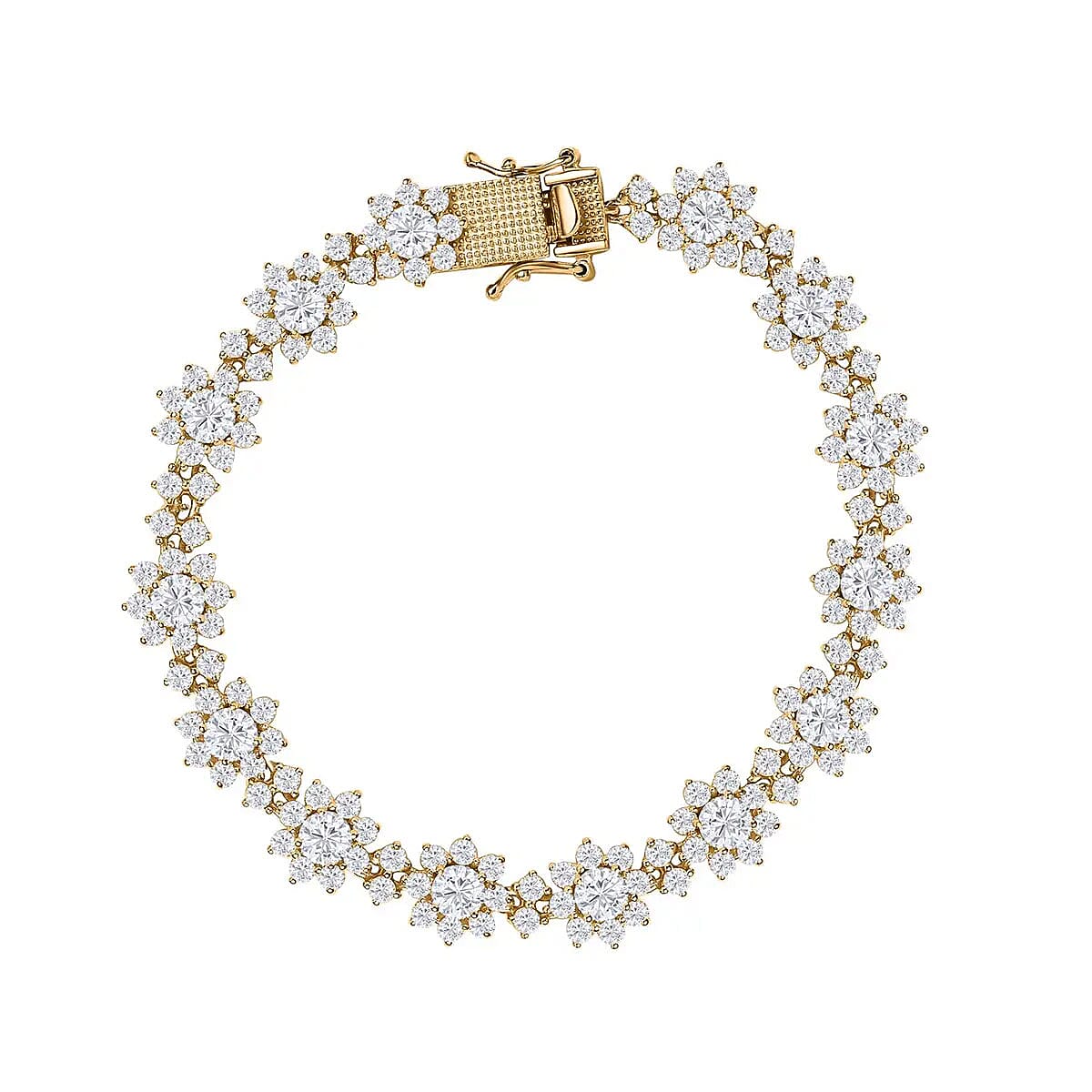  D'Joy Moissanite Floral Bracelet in 18K Vermeil Yellow Gold Over Sterling Silver, Moissanite Jewelry, Birthday Anniversary Gift For Her (8.00 In) 13.35 ctw image number 0