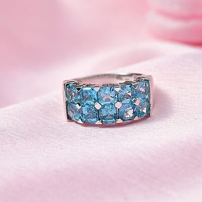 Madagascar Paraiba Apatite Ring in Platinum Over Sterling Silver (Size 10.0) 3.65 ctw