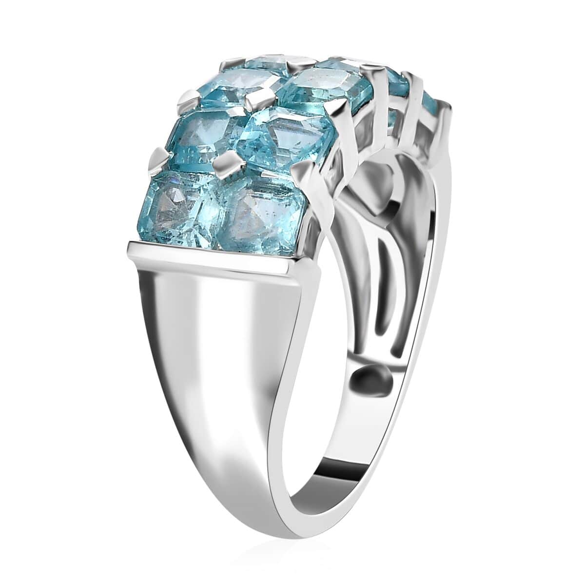 Madagascar Paraiba Apatite Ring in Platinum Over Sterling Silver (Size 10.0) 3.65 ctw image number 3