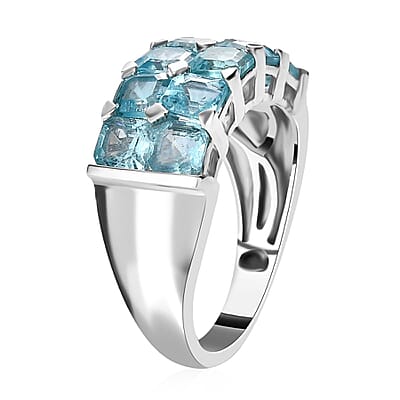 Madagascar Paraiba Apatite Ring in Platinum Over Sterling Silver (Size 10.0) 3.65 ctw