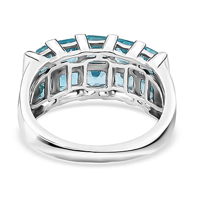 Madagascar Paraiba Apatite Ring in Platinum Over Sterling Silver (Size 10.0) 3.65 ctw