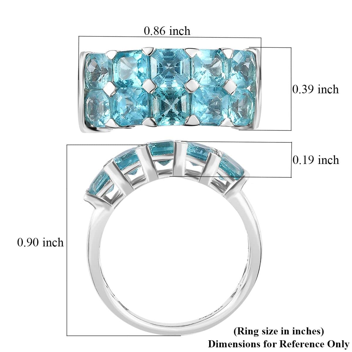 Madagascar Paraiba Apatite Ring in Platinum Over Sterling Silver (Size 10.0) 3.65 ctw image number 5