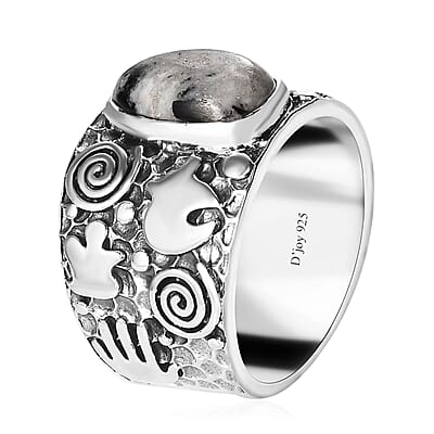 Artisan Crafted White Buffalo Solitaire Ring in Sterling Silver (Size 10.0) 3.25 ctw