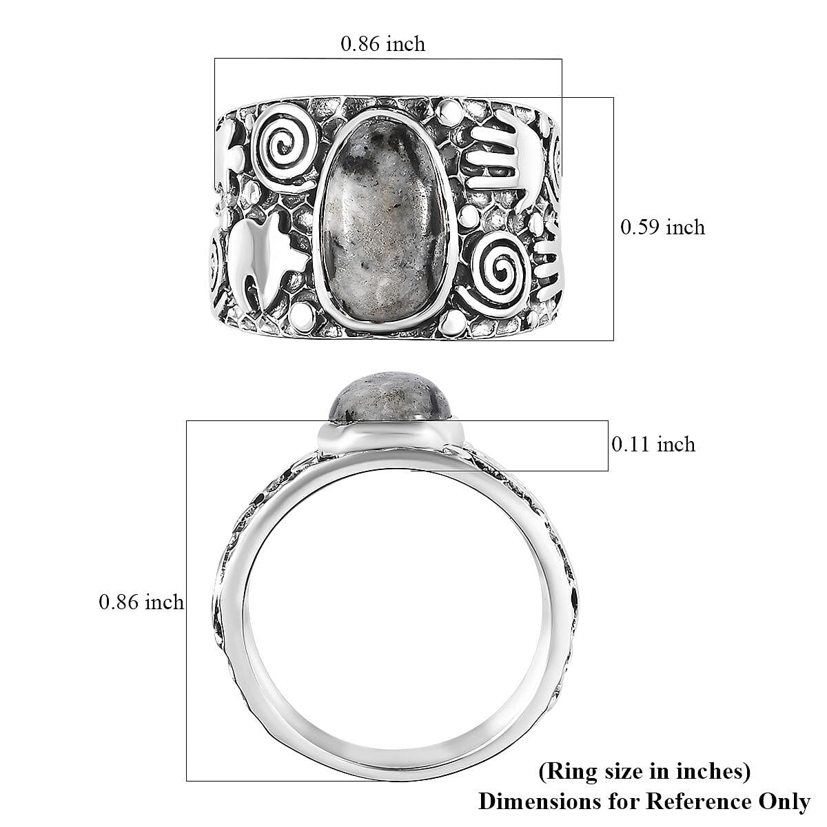 Artisan Crafted White Buffalo Solitaire Ring in Sterling Silver (Size 10.0) 3.25 ctw