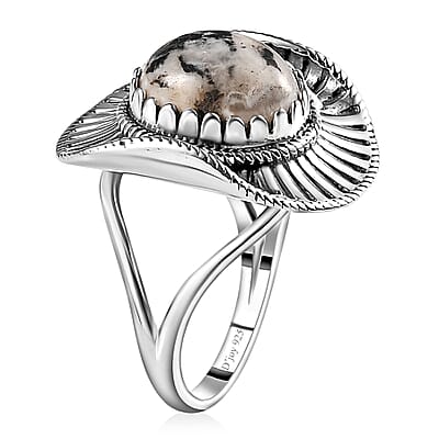 Artisan Crafted White Buffalo 5.35 ctw Cowboy Hat Ring in Sterling Silver (Size 10.0)