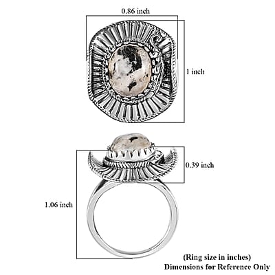 Artisan Crafted White Buffalo 5.35 ctw Cowboy Hat Ring in Sterling Silver (Size 10.0)