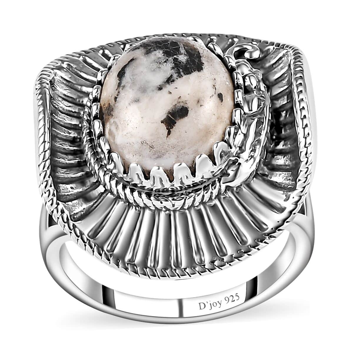 Artisan Crafted White Buffalo 5.35 ctw Cowboy Hat Ring in Sterling Silver (Size 9.0) image number 0