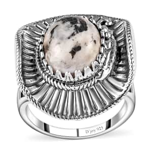 Artisan Crafted White Buffalo 5.35 ctw Cowboy Hat Ring in Sterling Silver (Size 9.0)