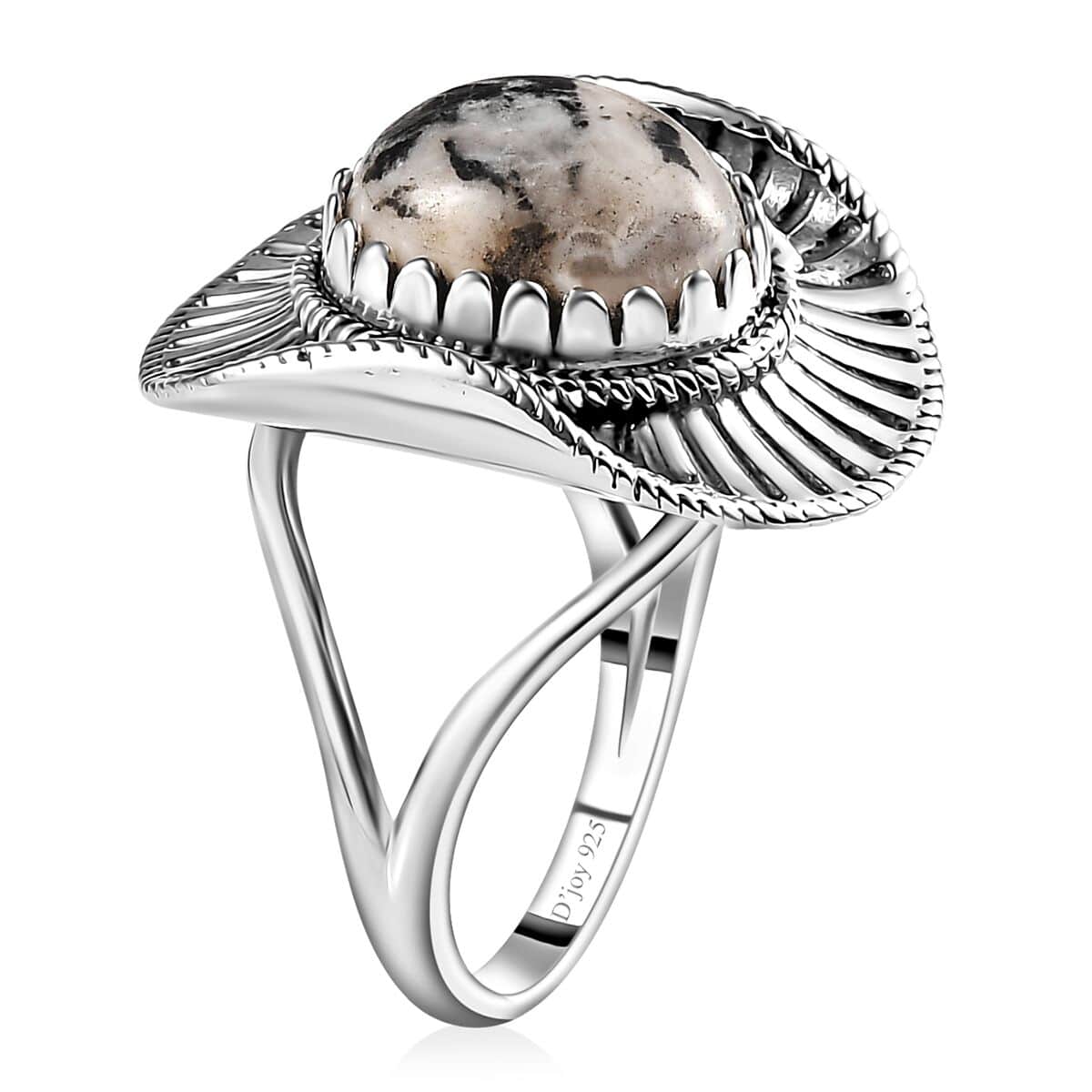 Artisan Crafted White Buffalo 5.35 ctw Cowboy Hat Ring in Sterling Silver (Size 9.0) image number 3