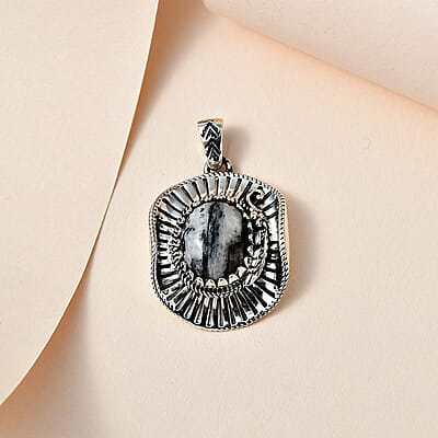 Artisan Crafted White Buffalo Cowboy Hat Pendant in Sterling Silver 5.30 ctw