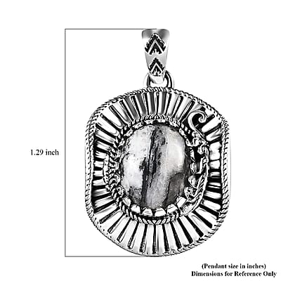 Artisan Crafted White Buffalo Cowboy Hat Pendant in Sterling Silver 5.30 ctw