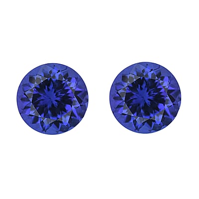 Certified & Appraised AAAA Tanzanite Set of 2 (Rnd 6 mm) 2.00 ctw