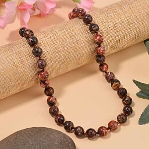 Leopard jasper 230.55 ctw Necklace in Stainless Steel 18 Inches